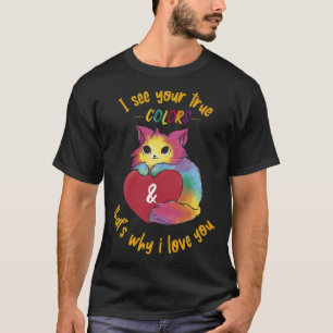 Ich sehe deine wahren Farben Katze Feline Autismus T-Shirt