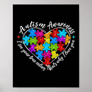 Ich sehe deine wahren Farben Puzzle Herz Autismus- Poster