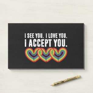 Ich sehe dich, ich liebe dich, ich akzeptiere dich post-it klebezettel