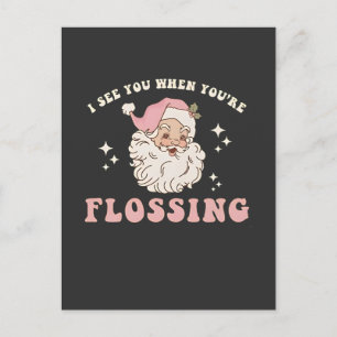 Ich sehe dich, wenn du an Weihnachten Zahnseide be Ankündigungspostkarte