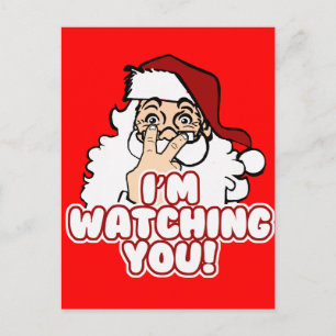 Ich sehe dir den lustigen Weihnachtsmann zu Feiertagspostkarte