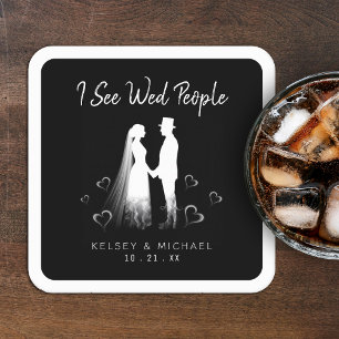 Ich sehe Hochzeitsleute Gothic Geist Halloween-Hoc Rechteckiger Pappuntersetzer