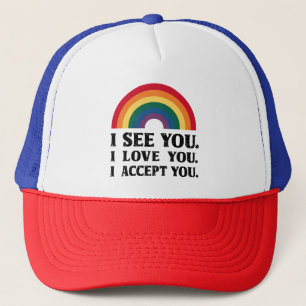Ich sehe Sie, ich Liebe Sie akzeptiere LGBTQ Truckerkappe