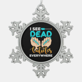 Ich sehe überall Kuchen Schneeflocken Zinn-Ornament