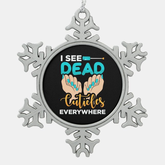 Ich sehe überall Kuchen Schneeflocken Zinn-Ornament (Vorderseite)