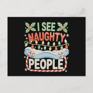 Ich sehe unartige Leute Holly Weihnachtslichter Xm Feiertagspostkarte