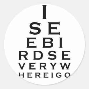 Ich sehe Vögel-Eyechart Runder Aufkleber