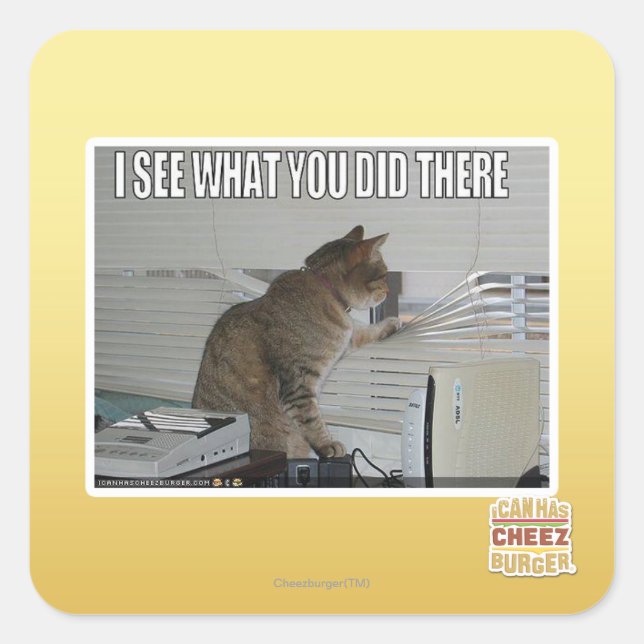 Ich sehe, was du dort getan hast quadratischer aufkleber (Vorderseite)
