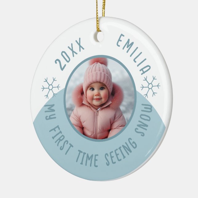 Ich sehe zum ersten Mal Foto und Jahr für Jahr Keramik Ornament (Links)