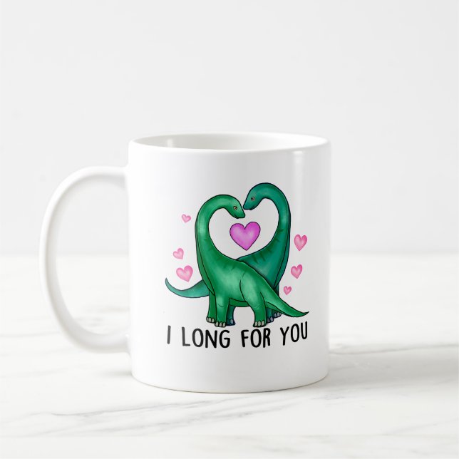 Ich sehne mich nach dir Funny Dinosaur Valentinsta Kaffeetasse (Links)