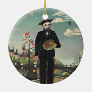 Ich selbst Portrait Landscape 1890, Henri Rousseau Keramik Ornament