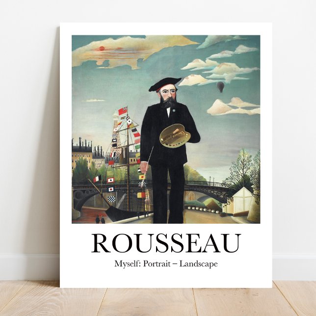 Ich selbst: Portrait - Landschaft von Henri Rousse Poster (The Dreamy World of Rousseau: "Myself: Portrait-Landscape." High-quality poster)
