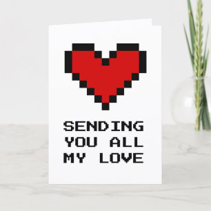 Ich sende dir all meine Liebe pixelig rotes Herz Feiertagskarte
