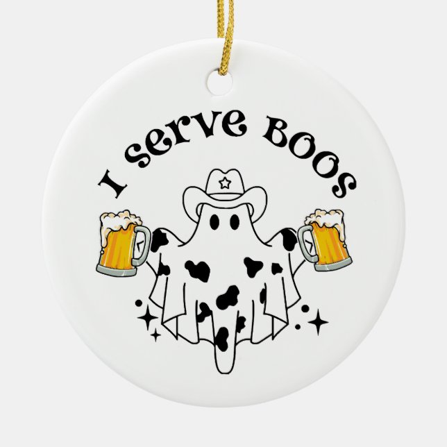Ich serviere Boos! Barkeeper-Spooky Keramik Ornament (Vorne)