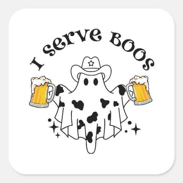 Ich serviere Boos! Barkeeper-Spooky Quadratischer Aufkleber (Vorderseite)