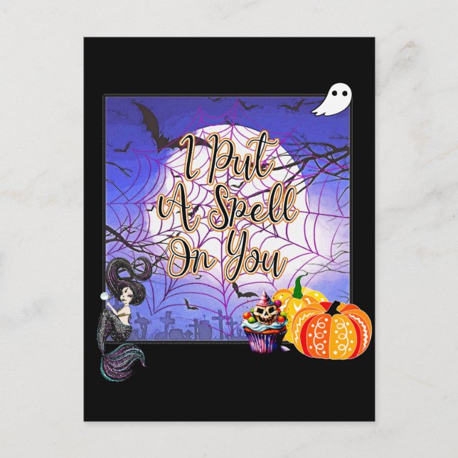 Ich setze dir einen Zauber - Halloween Postkarte (Vorderseite)