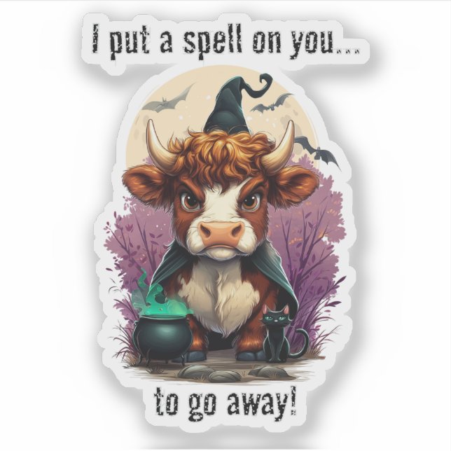 Ich setze einen Zauber auf deine gruselige Kuh-Rot Aufkleber (Vorderseite)