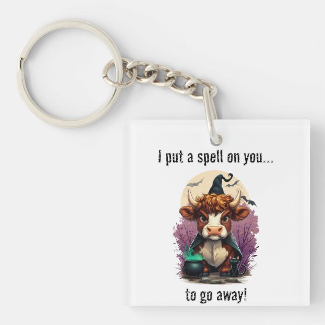 Ich setze einen Zauber auf deine gruselige Kuh-Rot Schlüsselanhänger (Vorderseite)
