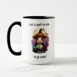 Ich setze einen Zauber auf deine gruselige Kuh-Rot Tasse