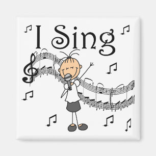 Ich singe Musical-Stick-Figur-T-Shirts und Geschen Magnet