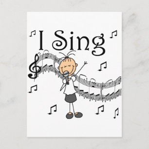 Ich singe Musical-Stick-Figur-T-Shirts und Geschen Postkarte