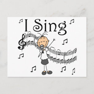Ich singe Musical-Stick-Figur-T-Shirts und Geschen Postkarte
