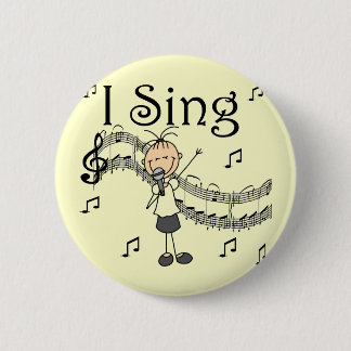 Ich singe musikalische Strichmännchen-T - Shirts Button