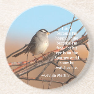 Ich singe, weil ich glücklich Sparrow bin Getränkeuntersetzer