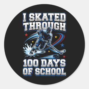 Ich skate durch 100 Tage Schule Eishockey 100 Runder Aufkleber