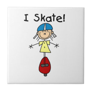 Ich Skate Skateboarding Girl Fliese