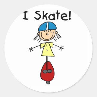 Ich Skate Skateboarding Girl Runder Aufkleber