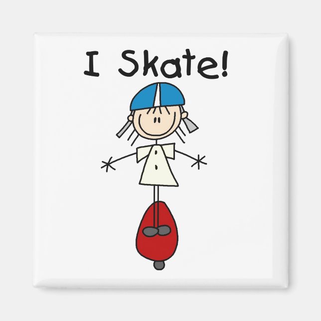 Ich skate Stickfiguren Magnet (Vorne)