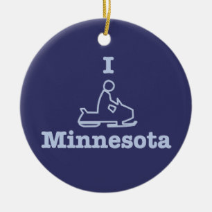 Ich Snowmobile Minnesota im Blau Keramik Ornament