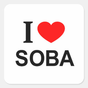 Ich ❤️ SOBA ICH LIEBE SOBA ICH HERZ SOBA Quadratischer Aufkleber