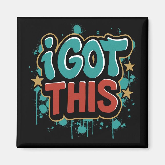 ICH SORG DAFÜR Graffiti-Style-Motiv-Typografie  Magnet (Vorne)