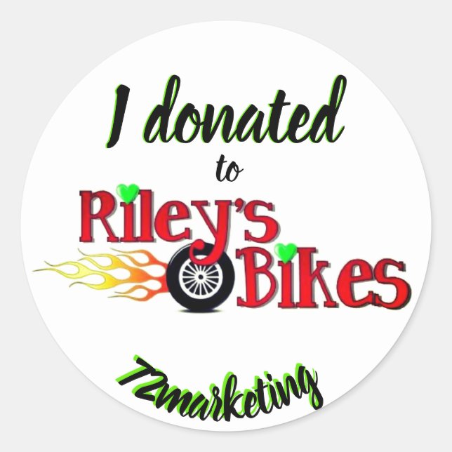 Ich spendete Rileys Bikes Sticker Label (Vorderseite)