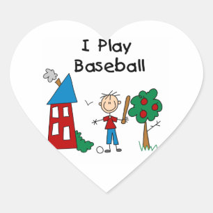 Ich spiele Baseball Herz-Aufkleber