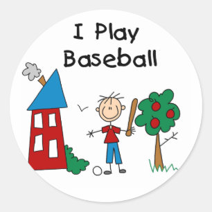 Ich spiele Baseball Runder Aufkleber