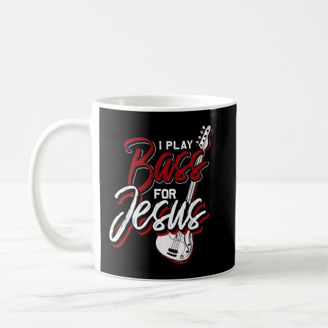 Ich spiele Bass für Jesus Bass Gitarre Kaffeetasse (Links)