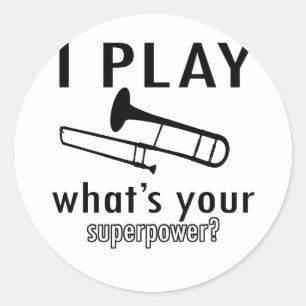 Ich spiele den Trombone Runder Aufkleber