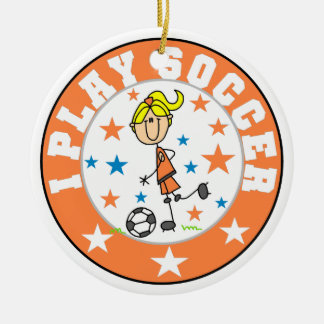Ich spiele Fußball-T - Shirt und -Geschenke Keramikornament