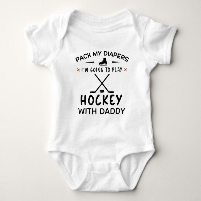 Ich spiele Hockey mit Daddy - Hockey Fan Baby Strampler (Vorderseite)