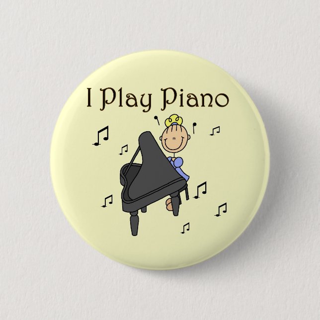 Ich spiele Klavier-T - Shirts und Geschenke Button (Vorderseite)