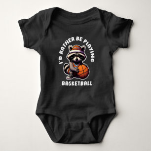 Ich spiele lieber Basketball Funny Racoon Geschenk Baby Strampler
