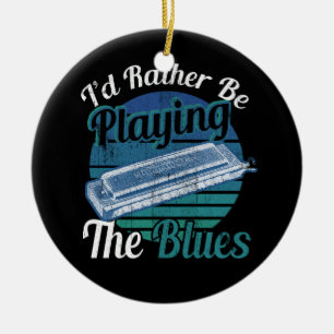 Ich spiele lieber die Blues Harmonica Player Mu Keramik Ornament