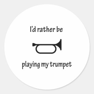 Ich spiele meine Trompete Runder Aufkleber