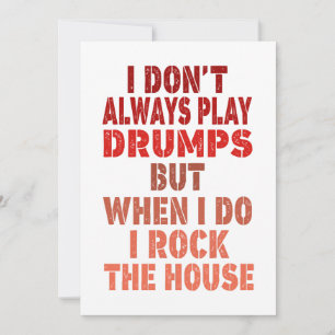 Ich spiele nicht immer Drums mit lustigen Retro-So Einladung