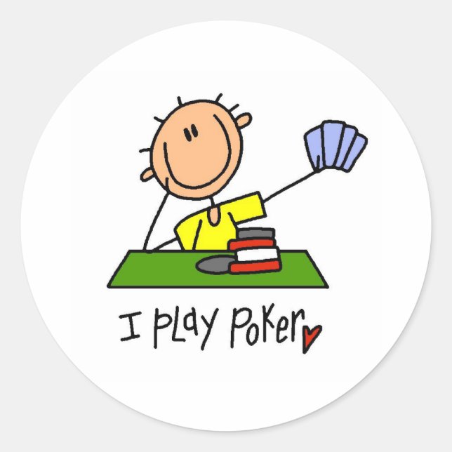 Ich spiele Poker Runder Aufkleber (Vorderseite)