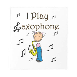 Ich spiele Saxophon Stick Figure T-Shirts und Gesc Notizblock