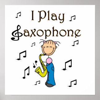 Ich spiele saxophone Strichmännchen T - Shirt und Poster
